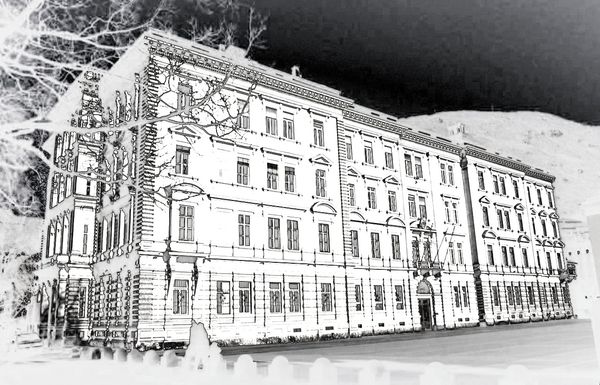 Veduta del palazzo Widmann a Bolzano. 