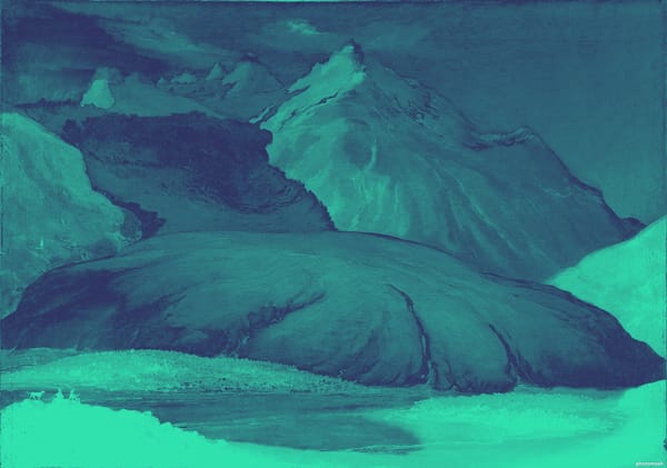 Il dipinto di un ghiacciaio. Rhonegletscher von der Talsohle bei Gletsch gesehen, opera di Caspar Wolf.